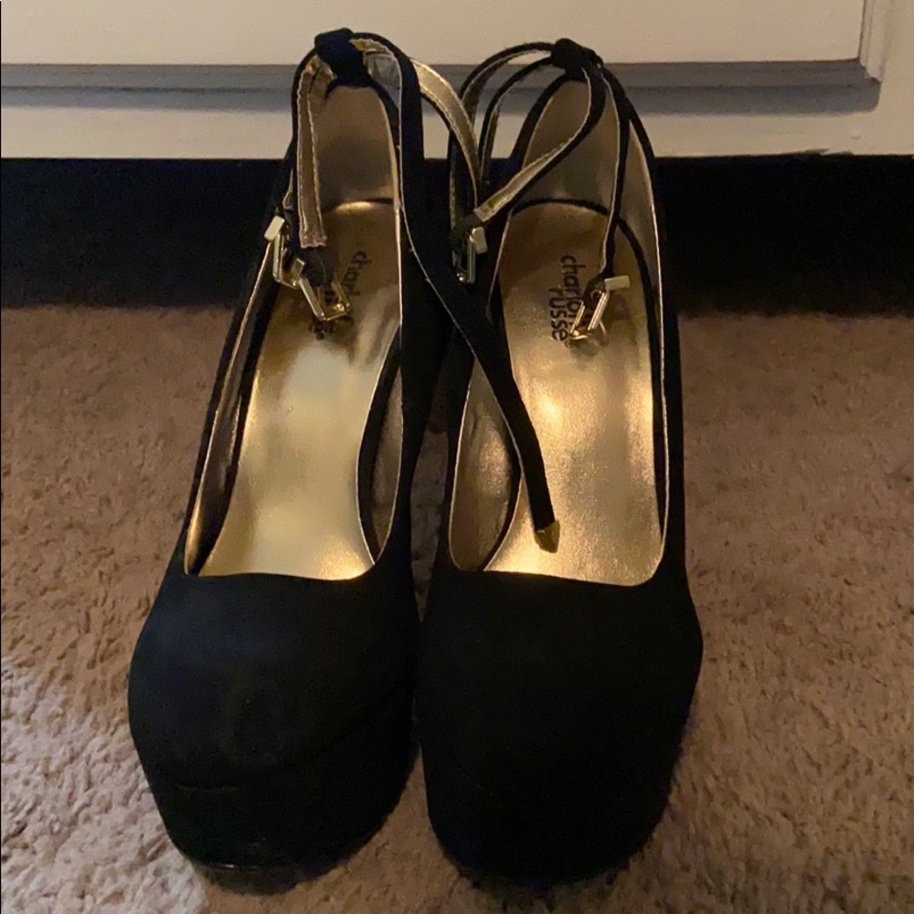 Suede heels.